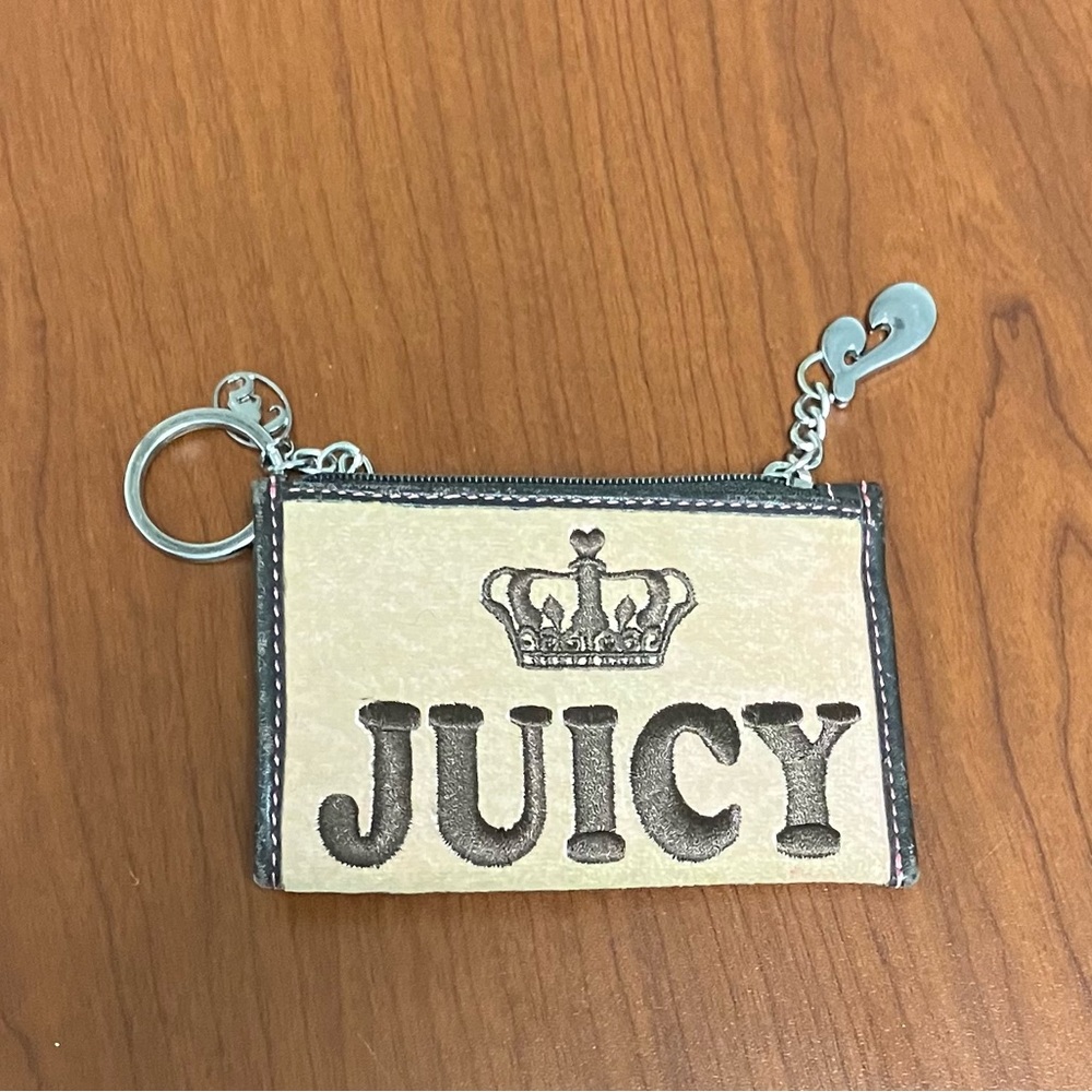 Juicy Couture Cream and Brown Keychain Wallet